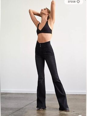 Free People We The Free Onyx Black High Rise Flare Jeans Size 26